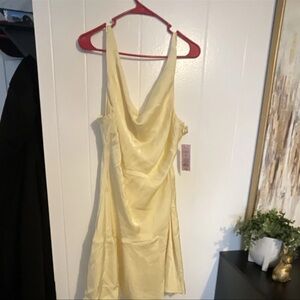 wild fable Yellow Satin Cowl Slip Mini Dress
